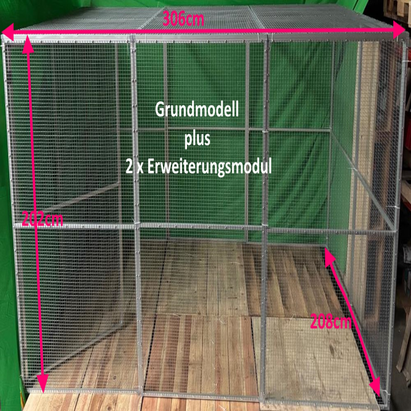Katzengehege-Katzenvoliere-Grundmodell-It-2X-Modul-Erweitert Katzengehege katzenvoliere
