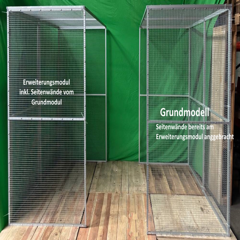 Katzengehege-Katzenvoliere-Grundmodell-Plus-1X-Modul-Fuer-2Te-Modul-Vorbereitet Katzengehege katzenvoliere